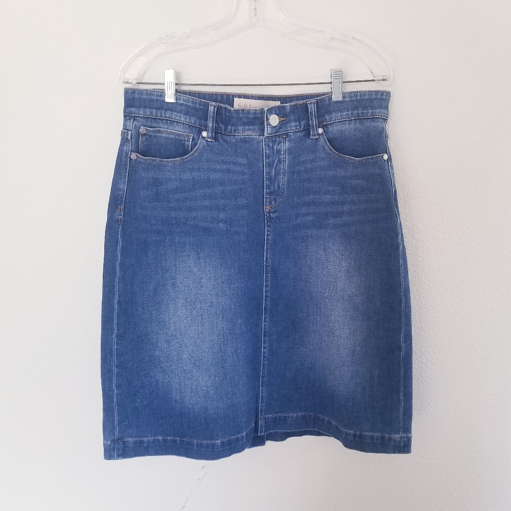 Soft Surroundings Denim Jeans Skirt Cotton Blend Medium Wash M